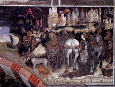 Pisanello - St George and the Princess of Trebizond (right side) - WGA17874. Free illustration for personal and commercial use.