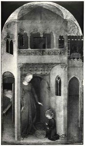 Pisanello – San Benedetto ripara miracolosamente il setaccio rotto della sua balia Cirilla, inv. 9405