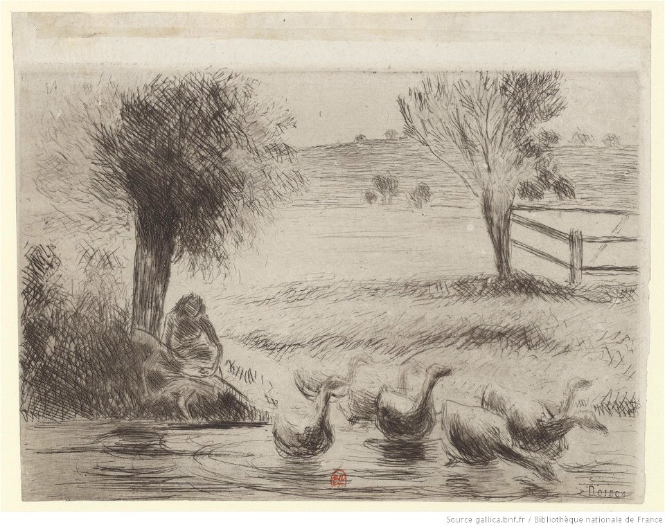 Pissarro - Gardeuse d'oies, 1er état, btv1b6955197f