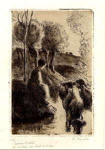 Pissarro - Vachère au bord de l'eau, WA1952.6.611
