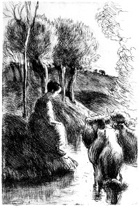 Pissarro - Girl Minding Cows by the Waterside, 30.1175