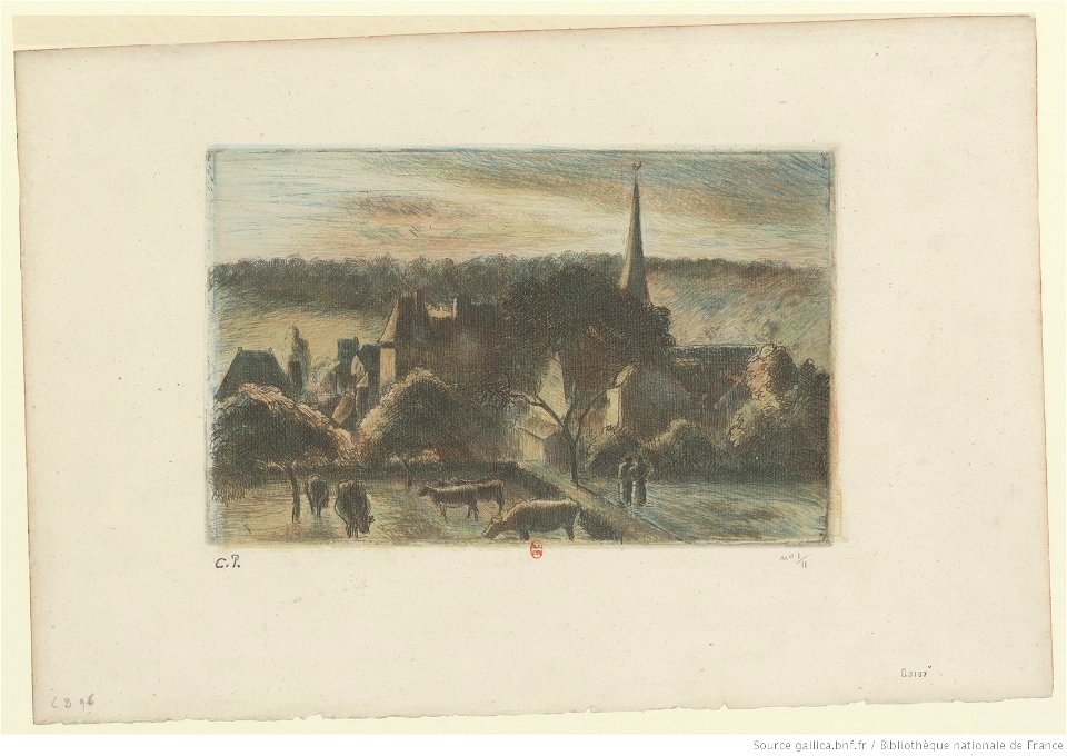 Pissarro - Eglise et ferme d'Eragny, btv1b6955230m