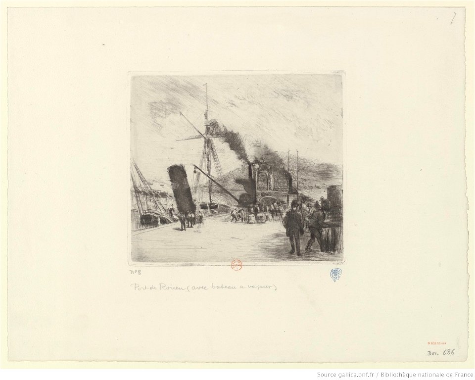 Pissarro - Port de Rouen (avec bateau à vapeur), 3e état, btv1b6955158b