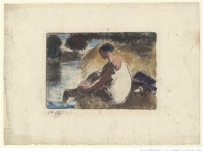 Pissarro - Baigneuse mettant ses bas, 1er état, btv1b69552578