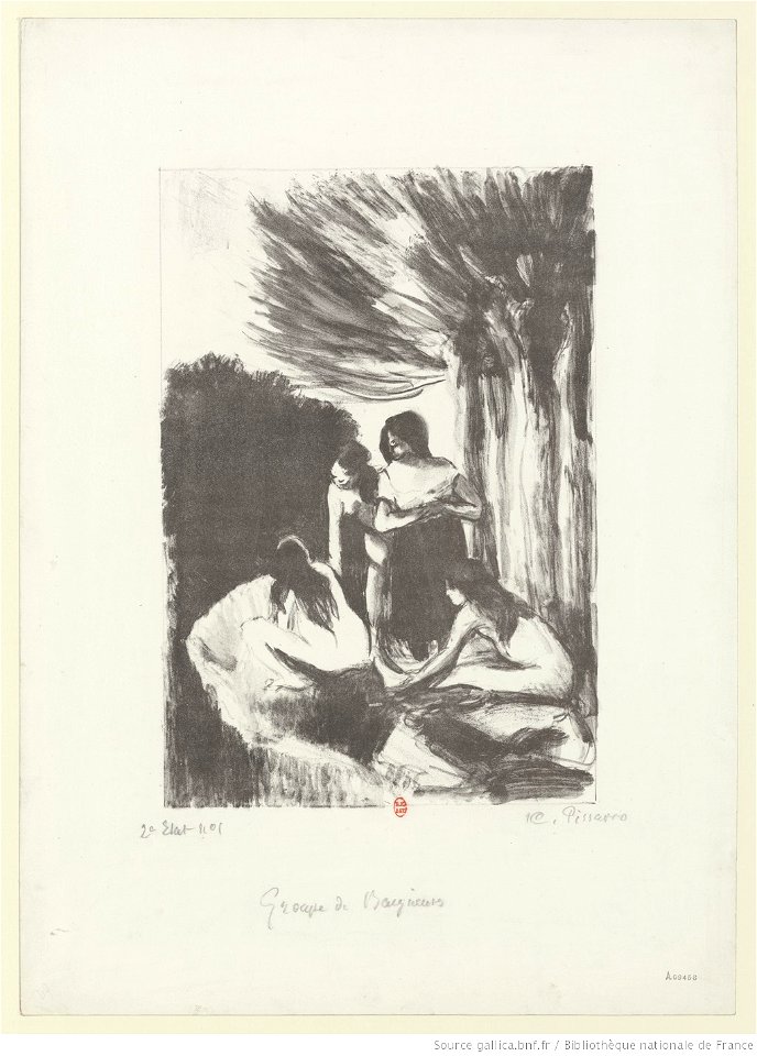 Pissarro - Groupe de baigneuses, 2e état, btv1b69552860