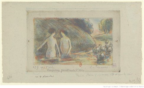 Pissarro - Baigneuses gardeuses d'oies, 9e état, btv1b6955267n