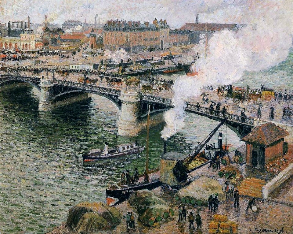 Pissarro - Pont Boieldieu in Rouen, Rainy Weather