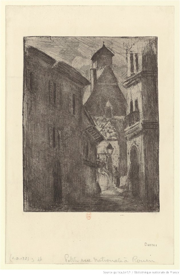 Pissarro - Petite rue nationale, à Rouen, 3e état, btv1b6955273c