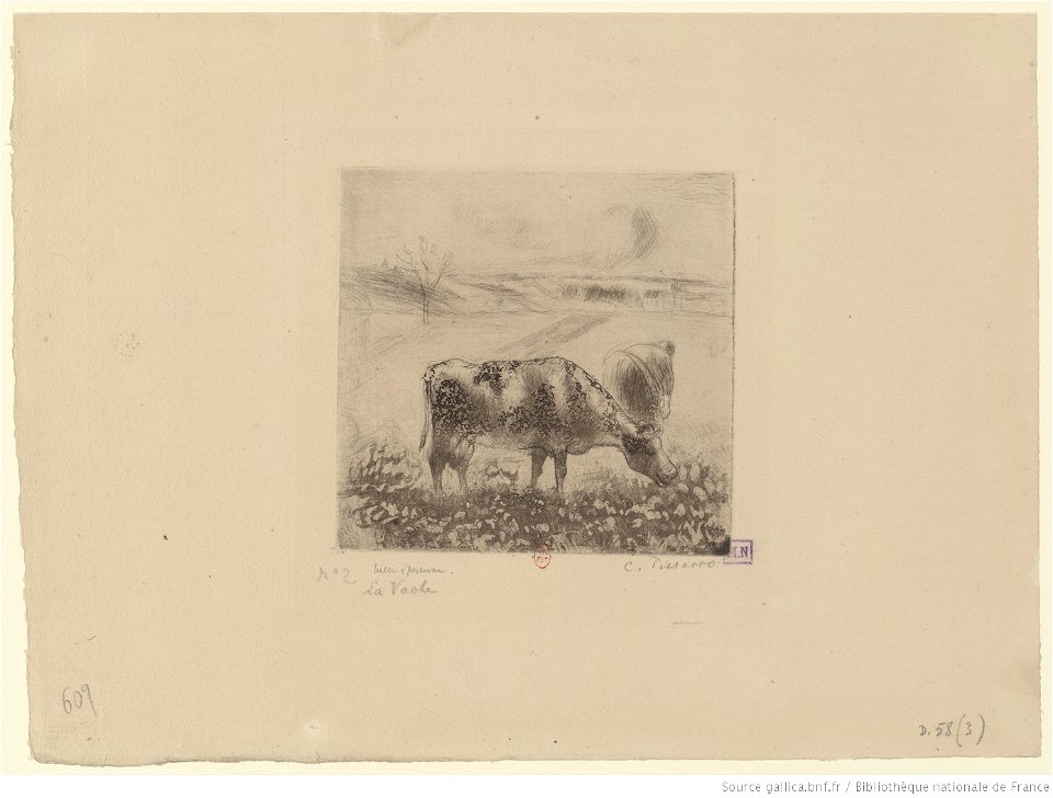 Pissarro - La vache, 3e état, btv1b6955161t