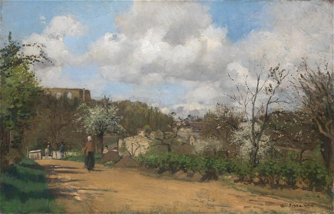 Camille Pissarro - View from Louveciennes - National Gallery London. Free illustration for personal and commercial use.
