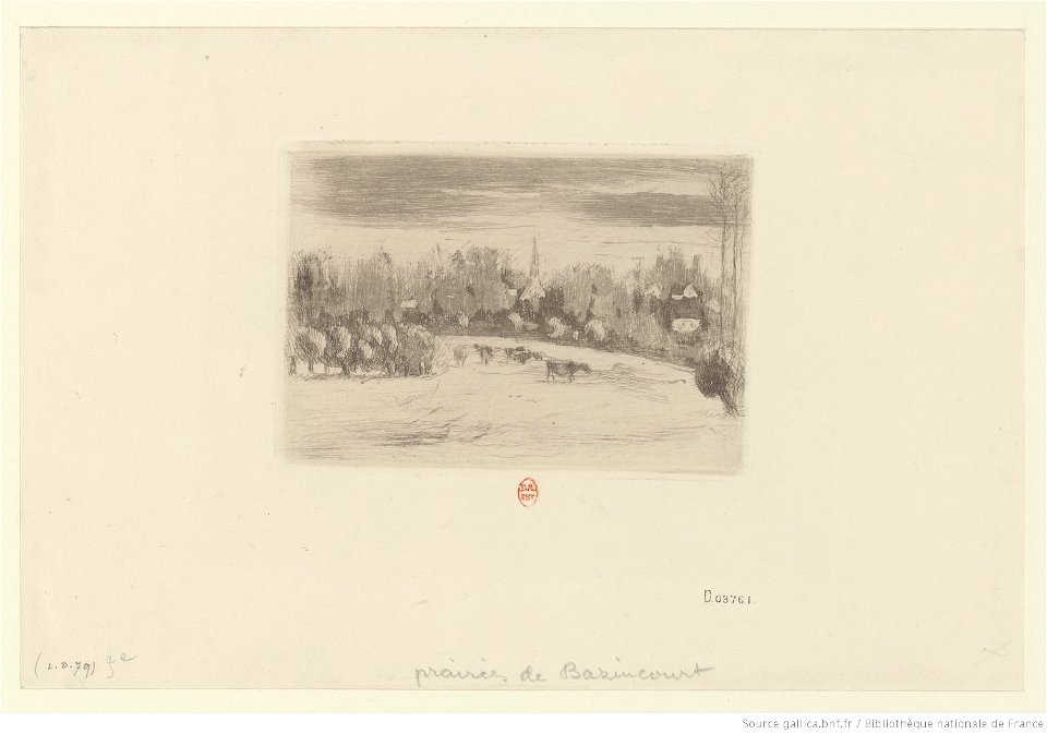 Pissarro - Prairies de Bazincourt, 4e état, btv1b69552044