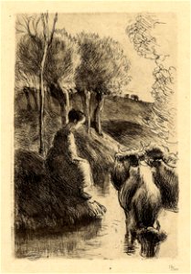 Pissarro - Vachère au bord de l'eau, 1924,0414.2