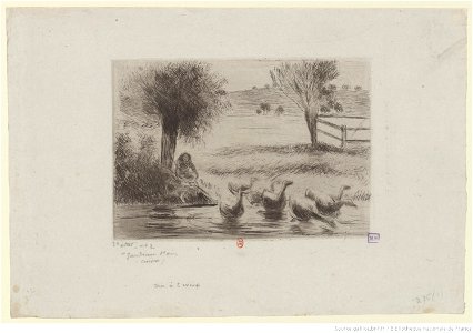 Pissarro - Gardeuse d'oies, 1er état, btv1b69551961