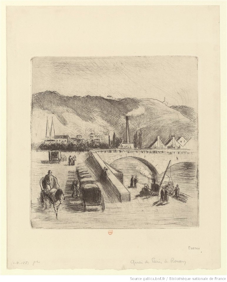 Pissarro - Quai de Paris, à Rouen, 8e état, btv1b69552756