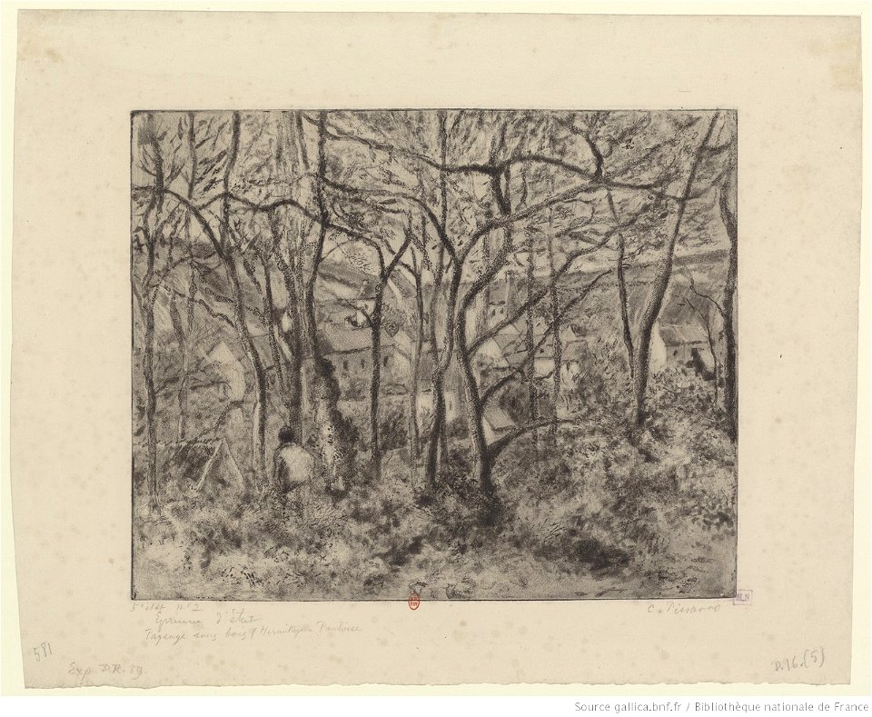 Pissarro - Paysage sous bois à L'Hermitage, 5ème état, btv1b69551056