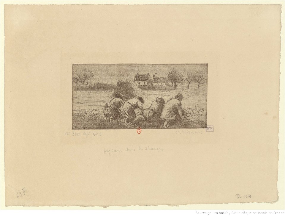 Pissarro - Paysans dans les champs, btv1b69552437