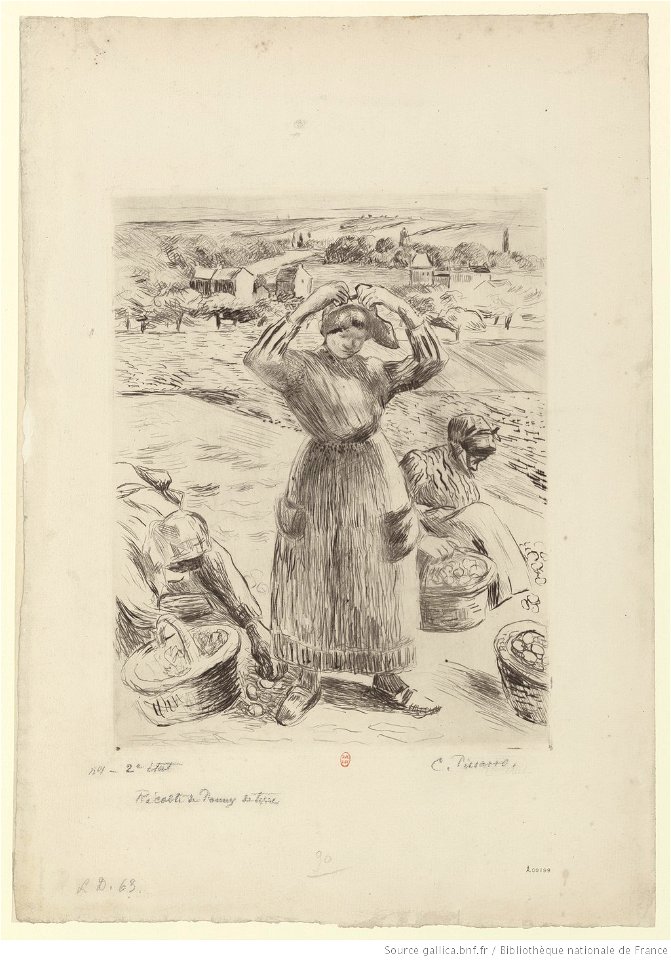 Pissarro - Récolte de pommes de terre, 2e état, btv1b6955170s