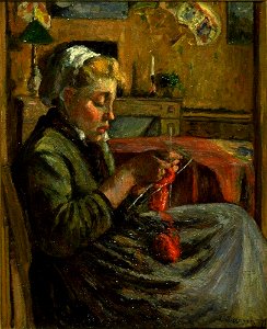 Pissarro - Young Girl Knitting (Jeune fille tricotant), 1876