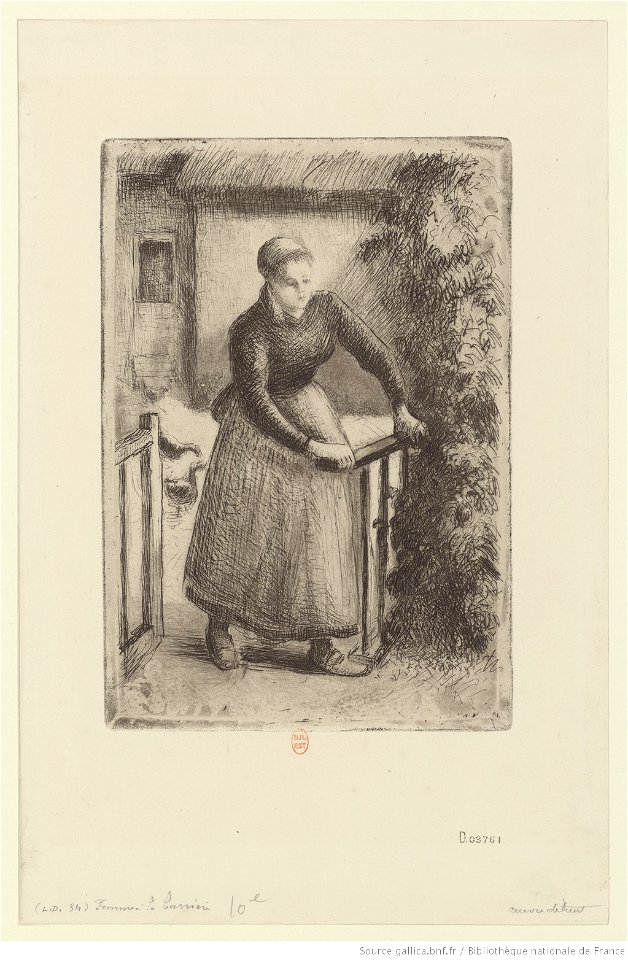 Pissarro - Femme à la barrière, 10e état, btv1b69552118