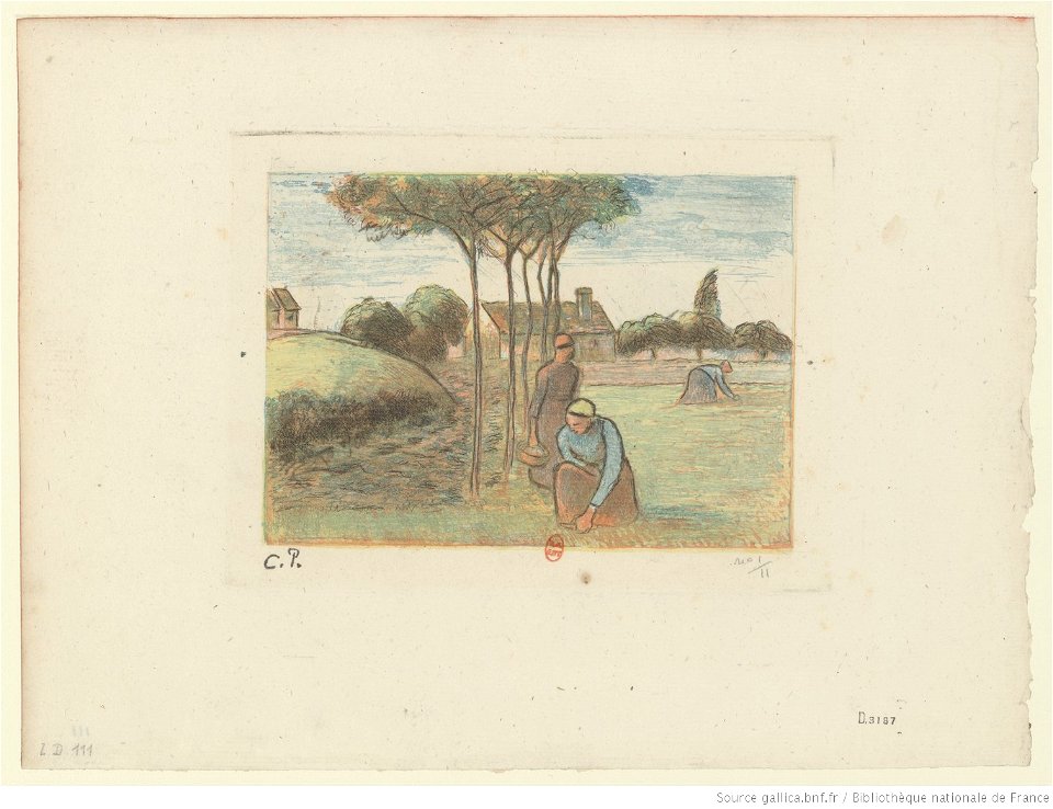 Pissarro - Paysannes à l'herbe, btv1b69552541