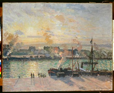 Pissarro - Sunset, the Port of Rouen (Steamboats), NMW A 2492