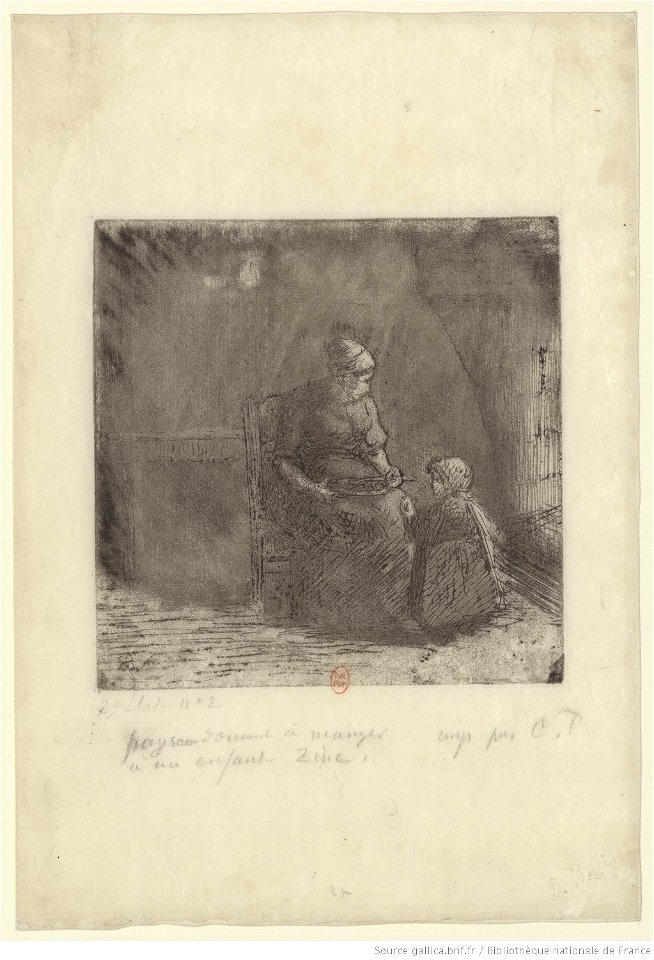 Pissarro - Paysanne donnant à manger à un enfant, 2ème état, btv1b6955098h