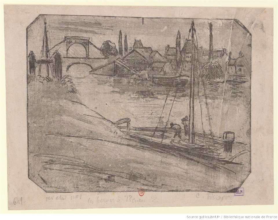 Pissarro - Les berges à Rouen, btv1b69552489
