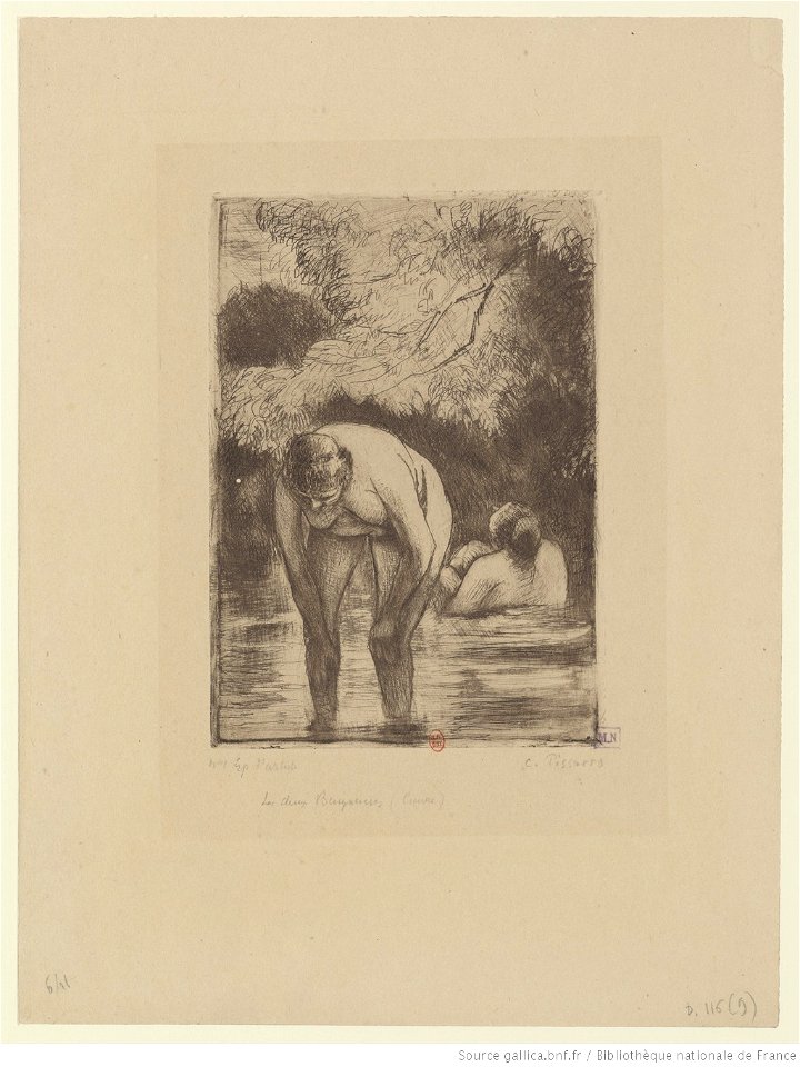 Pissarro - Les deux baigneuses, 9e état, btv1b69552630