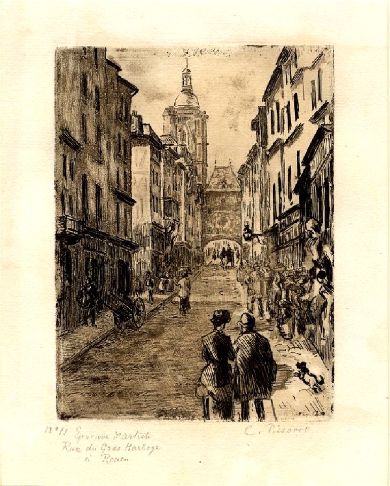 Pissarro - Rue du Gros-Horloge, à Rouen, WA1952.6.559