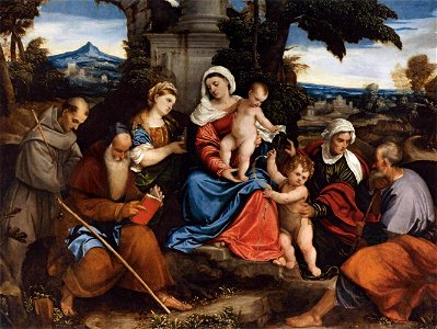 Bonifazio Veronese Sagrada Familia con santos 1525 Louvre