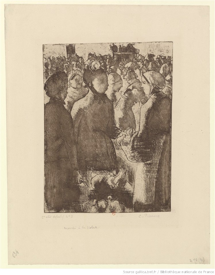 Pissarro - Marché à la volaille, 2e état, btv1b6955235p