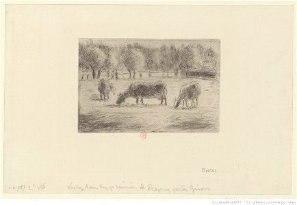 Pissarro - Vaches dans les prairies d'Eragny, près Gisors, 2e état, btv1b69552029