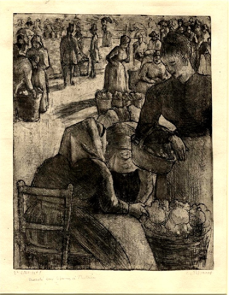 Pissarro - Marché aux légumes, à Pontoise, WA1952.6.616