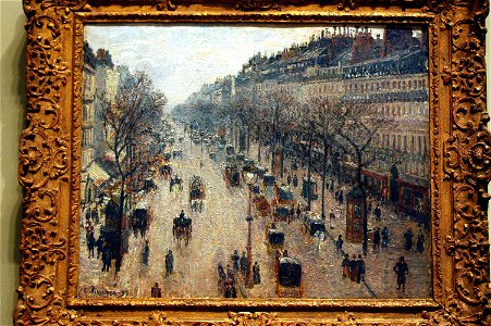 WLA metmuseum Boulevard Montmartre on a Winter Morning Camille Pissarro. Free illustration for personal and commercial use.