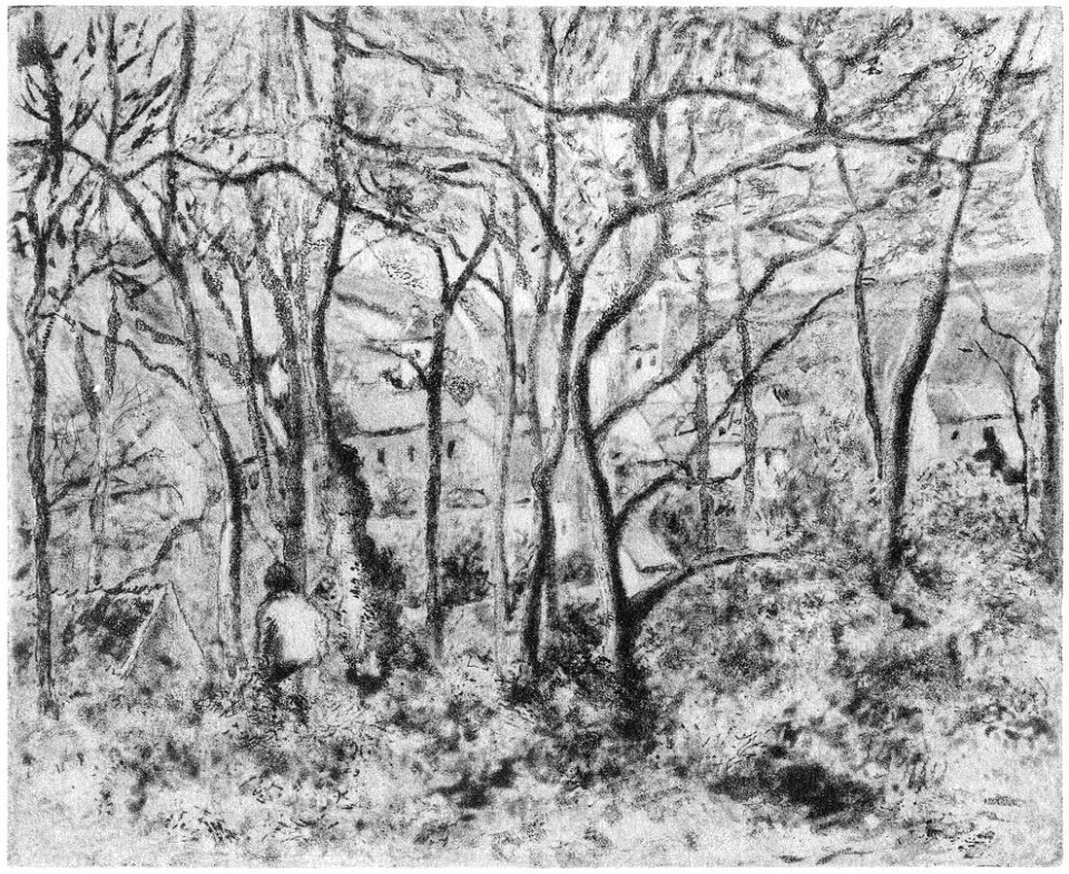 Pissarro paysage sous bois a l hermitage sixth state of six 1879