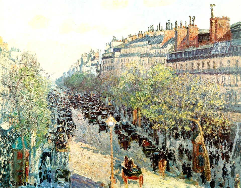 Pissarro Camille, De Boulevard Montmartre bij avond