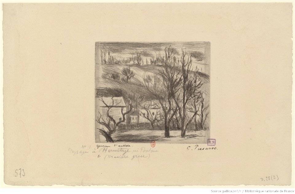 Pissarro - Paysage à l'Hermitage, 2e état, btv1b6955124j