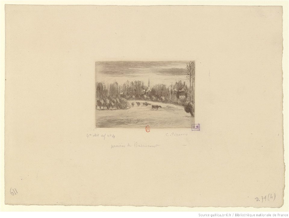 Pissarro - Prairies de Bazincourt, 4e état, btv1b6955205j