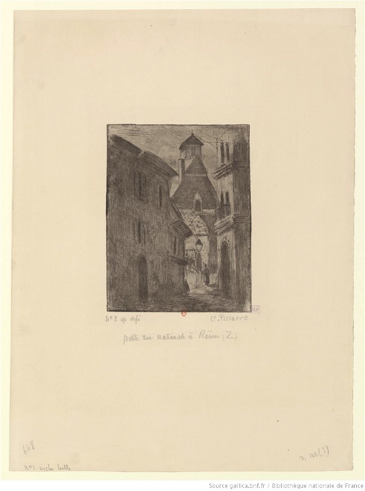Pissarro - Petite rue nationale, à Rouen, 3e état, btv1b6955272z