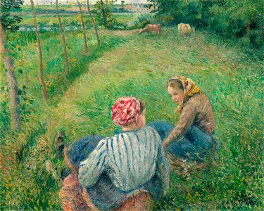 Camille Pissarro - Les jeunes filles de paysans (1882). Free illustration for personal and commercial use.