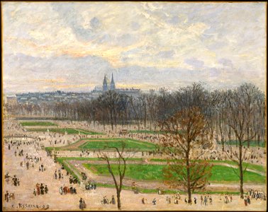 Camille Pissarro, The Garden of the Tuileries on a Winter Afternoon, 1899. Free illustration for personal and commercial use.