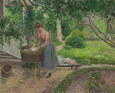 Camille Pissarro - Laveuse dans le jardin d'Eragny (1899)