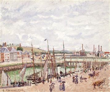 Pissarro - The Duquesne and Berrigny Bassins at Dieppe, Overcast Weather, 1902