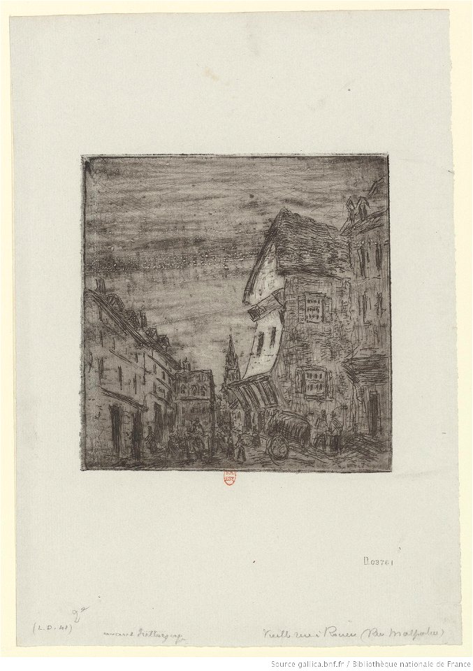 Pissarro - Vieille rue à Rouen (rue Malpalue), 2e état, btv1b6955138k