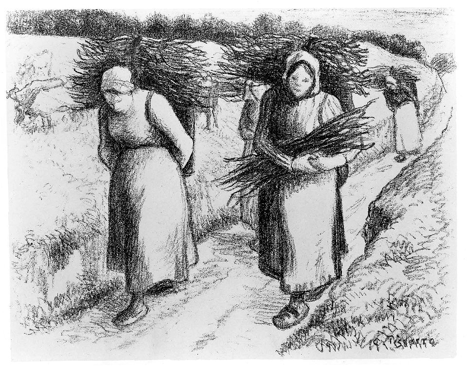 Pissarro - Peasant Women Carrying Faggots, 65.1028