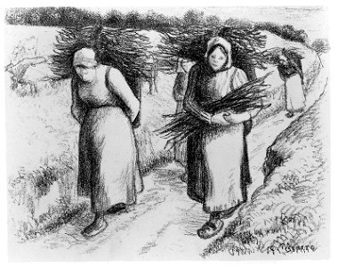 Pissarro - Peasant Women Carrying Faggots, 65.1028