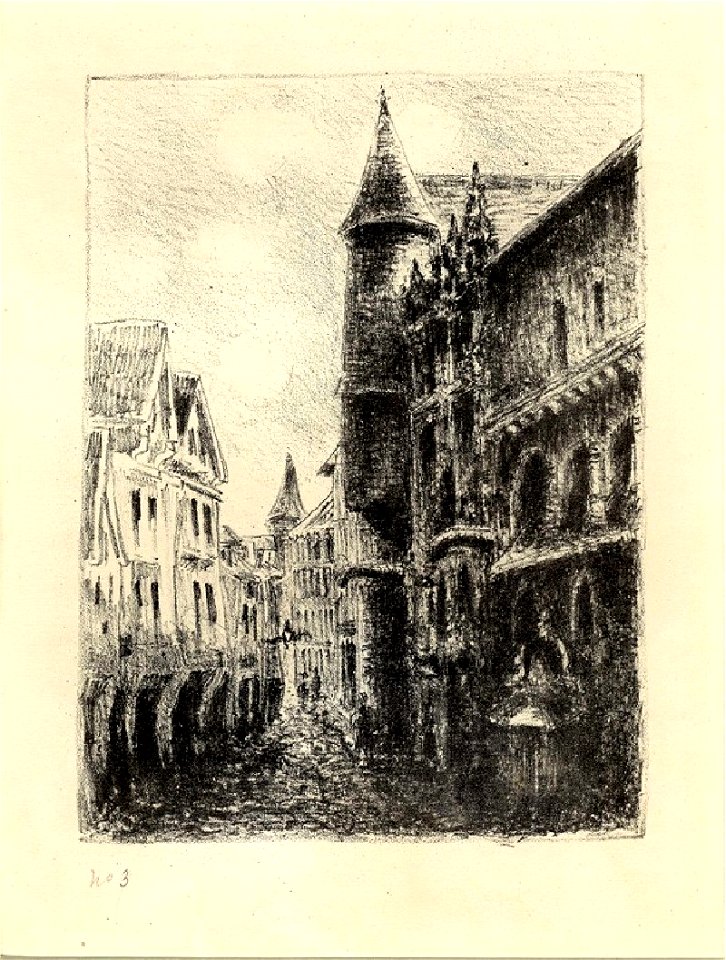 Pissarro - Rue Saint-Romain, à Rouen, 1ere planche, WA2003.540