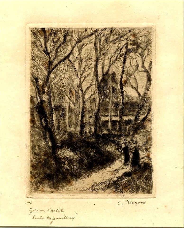 Pissarro - Sente des Poilleux, petite planche, WA1952.6.538