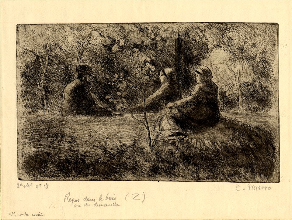 Pissarro - Repos du dimanche dans le bois (Sunday rest in the wood), 1949,0411.2626