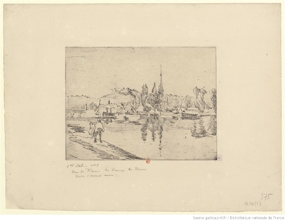 Pissarro - Vue de Rouen, cours la Reine, 1er état, btv1b6955148z